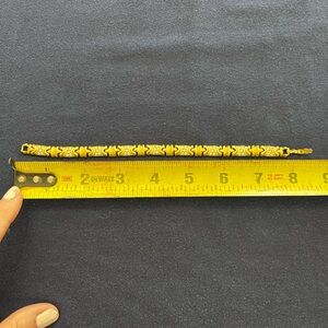 Vintage Joan Rivers tennis bracelet set of 2 with rhinestones and plain gold